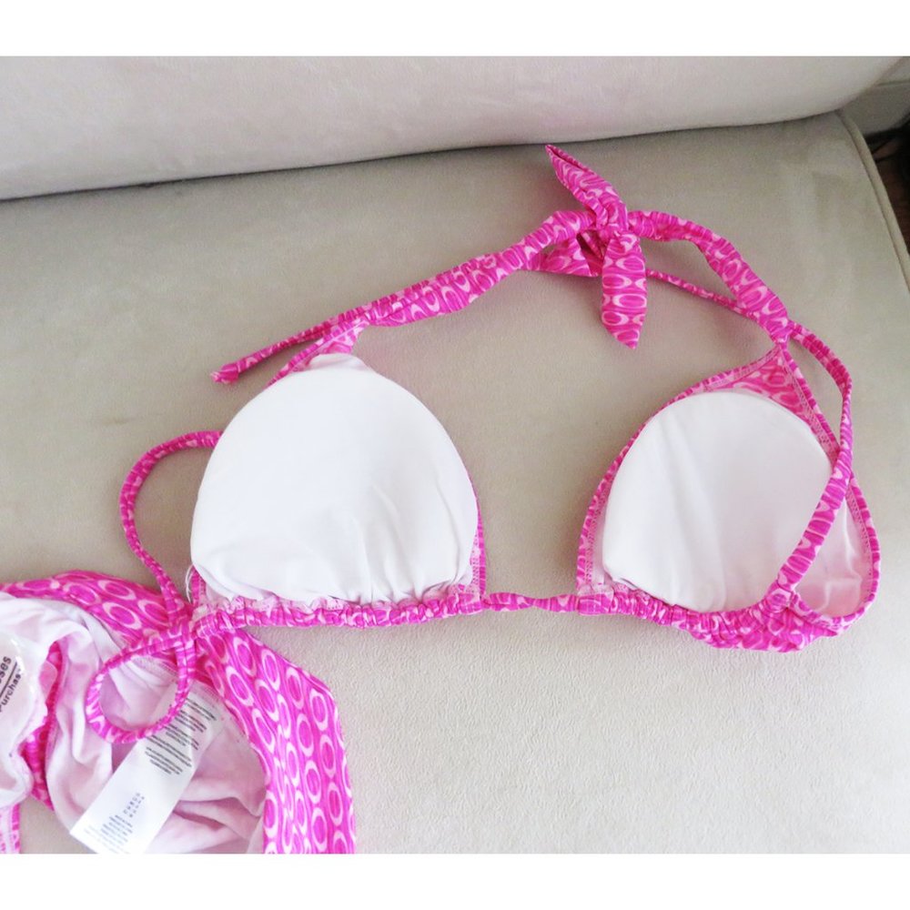Pink Print String Bikini, Size M - Picture 2 of 5